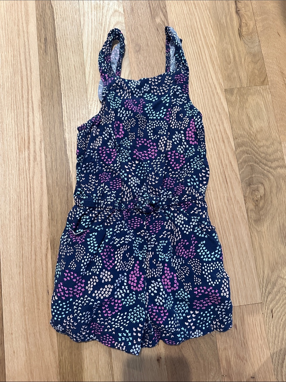 Cat & Jack Navy One-Piece Romper with Pink & Teal Print